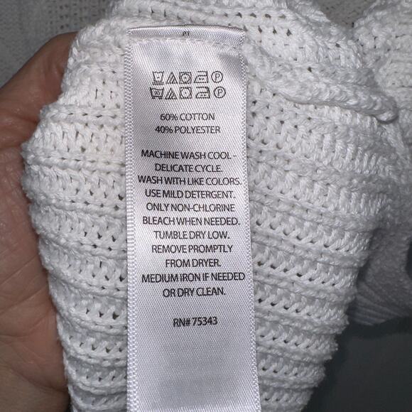 Joie Sweater Vest Women’s XL White Cable Knit Top Fisherman Vest Preppy College - Picture 4 of 4